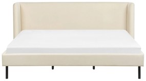Zamatová posteľ 180 x 200 cm béžová ARETTE Beliani