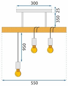 Toolight, závesné moderné svietidlo 3xE27 APP973-3CP LINE, čierna-hnedá, OSW-03242