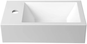 Sapho Sapho, AMAROK liaty mramor umývadlo 40x11x22cm, biele, batéria vľavo, AR400