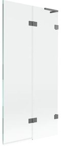 Mexen Lunar L, 2-krídlová vaňová zástena pravá 90 x 150 cm, číre sklo, grafitová, 897L-090-100-95-00-P