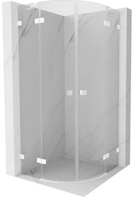Mexen Lunar, polkruhový výklopný sprchový kút 100 x 100 cm, 8mm číre sklo, biely profil, 833-100L-100P-20-00