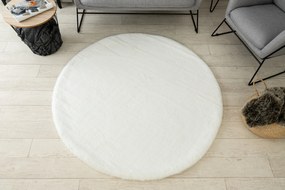 Okrúhly koberec BUNNY biela, imitácia králičej kožušiny Veľkosť: 120 cm - kruh