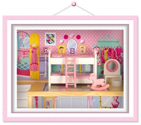 Ricokids Drevený domček pre bábiky veľký 3-poschodový s výťahom a LED osvetlením