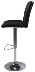 Dizajnová barová stolička Nerine, čierna a chrómová-ekokoža