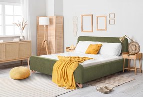 Posteľ Flamingo 180x200 cm, olivovo zelená štruktúrovaná tkanina