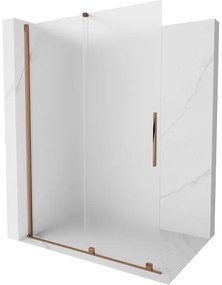 Mexen Velar, sprchová zástena s posuvnými dverami Walk-in 140 x 200 cm, 8mm sklo námraza, ružové zlato, 871-140-000-33-60