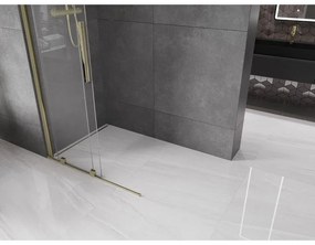 Mexen Velar, posuvné dvere do otvoru typ Walk-In 85 cm, 8mm číre sklo, zlatá lesklá, 871-085-000-03-50