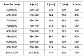 Mexen Exo, skladacie sprchové dvere 85 cm, číre sklo, zlatá, 816-085-000-50-00