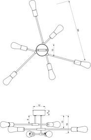Luster na tyči FLAME 6xE27/60W/230V čierna/zlatá