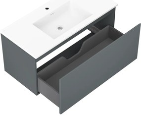 Mexen Orio, kúpeľňová skrinka 100 cm s umývadlom Otis, 1 zásuvka, grafitová matná/biela matná, 91A10-10047-1-BF66-W18M01