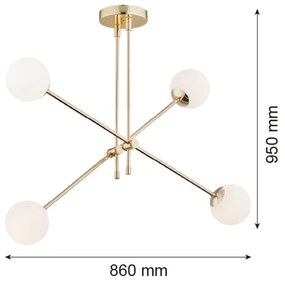 Argon 1695 - Luster na tyči ABSTRACT 4xE14/7W/230V mosadz