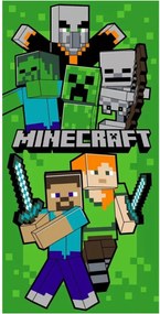 Plážová osuška z mikrovlákna Minecraft – motív Heroes & Mobs - 70 x 140 cm