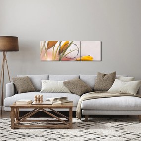Obraz - Jarné kvety (s hodinami) (90x30 cm)