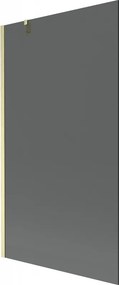 Mexen Next, 1-krídlová vaňová zástena 100 x 150 cm, 6mm šedé sklo, zlatá matná, 895-100-000-00-40-55