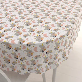 Biante Detský bavlnený oválny obrus Sandra SA-562 Spiace jednorožce medzi hviezdičkami na bielom 60x100 cm