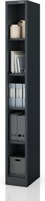 Úzky kovový archivačný regál na dokumenty antracitový, 250x1950x400 mm: TIM