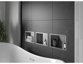 Mexen X-Wall-R, polička na zapustenie na obklad s golierom 30 x 20 cm, oceľová, 1910302010