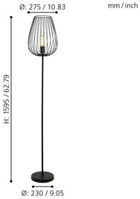 Eglo 49474 - Stojaca lampa NEWTOWN 1xE27/60W/230V