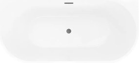 Mexen Oris, voľne stojaca ryhovaná vaňa 170 x 80 cm, biela lesklá, brúsený grafit prepad, 52871708000-66
