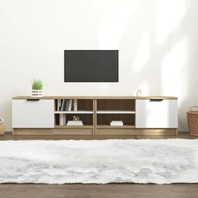 TV stolíky 2 ks biele a sonoma 80x35x36,5cm spracované drevo