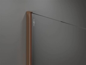Mexen Kioto, sprchová zástena 80x200 cm, 8mm číre sklo s čiernym vzorom, profil ružové zlato, 800-080-101-60-77