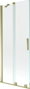 Mexen Velar, 2-krídlová posuvná vaňová zástena 80 x 150 cm, 8mm číre sklo, zlatý matný profil, 896-080-000-01-55