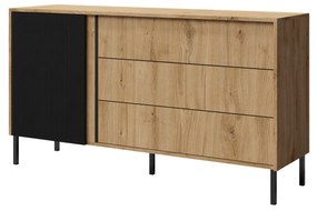 Komoda Munkki 3 (dub + čierna). Akcia -21%. Vlastná spoľahlivá doprava až k Vám domov. 1087318