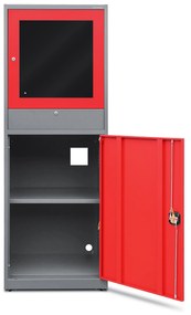 Priemyselná stacionárna počítačová skrinka STEVE, 640 x 1750 x 630 mm, antracitovo červená