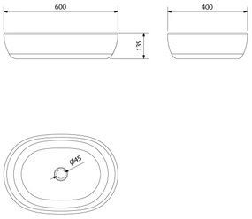 Sapho - Umývadlo na dosku PRIORI 60x40 cm keramika/čierna/modrá