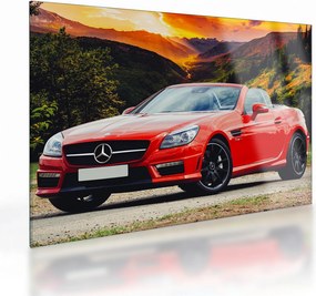 Sklenený obraz - červený Mercedes (70x50 cm)