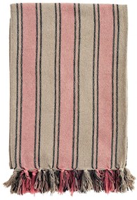 MADAM STOLTZ Prikrývka z recyklovanej bavlny Stripe Fringes 125×175 cm