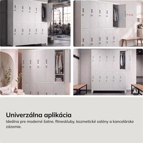 Šatní bezpečnostná skriňa, schránková, perforovaná, 10 schránok, biela, 1360x1720x450 mm: BARTEK PRO