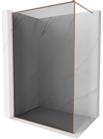 Mexen Kioto-F, sprchová zástena s rámom 70 x 202 cm, 8 mm šedé sklo, profil medená matná, 800-070-104-65-40