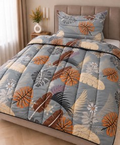 Celoročný paplón 140×200 + vankúš 70×90 cm Tropic sivý – set