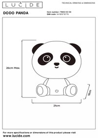 Moderné svietidlo LUCIDE LED DODO PANDA 71593/03/30