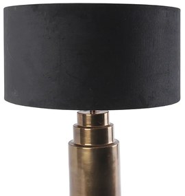 Stolná lampa v štýle Art Deco bronzová so zamatovým tienidlom čierna so zlatom 50 cm - Bruut