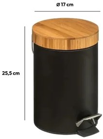 Odpadkový kôš s bambusovým vekom NATUREO 3L, čierny