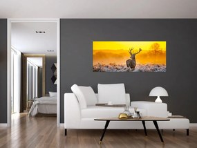 Obraz - Jeleň pri východe slnka (120x50 cm)