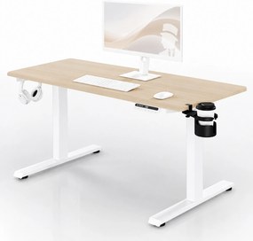 Elektrický stôl s nastaviteľnou výškou ergonomický biely/dub sonoma,1400x700 mm: ARIA