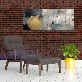 Obraz - Abstrakcia so zlatou guľou (120x50 cm)