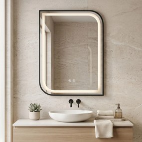 Rea Zone, LED zrkadlo, 50x70 cm, čierna matná, HOM-00302