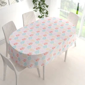 Biante Veľkonočný teflónový oválny obrus TF-106 Farebné kraslice na bielom 60x100 cm