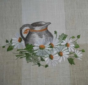 Ľanový obrus Džbán s kvetmi 40 × 140 cm