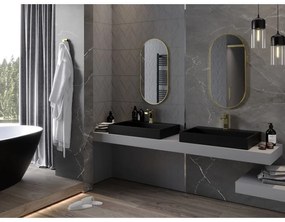 Mexen Loft, oválne kúpeľňové zrkadlo 80 x 40 cm, farba rámu zlatá lesklá, 9851-080-040-000-50