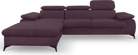 Rohová sedacia súprava Scala, hroznová ružovo-fialová látka, ľavý roh