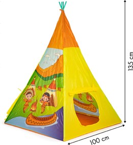 Detský indiánsky TIPI stan IPLAY 100×100×135 cm pre deti od 3 rokov – s podlahou