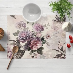 Biante Dekoračné prestieranie na stôl Parma PM-112 Fialové kvety na smotanovom 30x40 cm