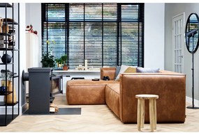 Hnedá rohová pohovka z recyklovanej kože WOOOD Bean, ľavý roh