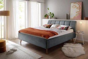 Čalúnená posteľ s prešívaným čelom lemina s úložným priestorom 180 x 200 cm modrá MUZZA