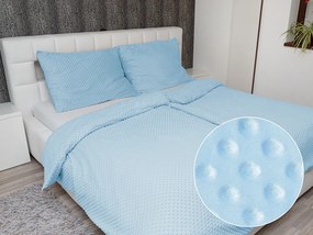 Biante Hrejivé posteľné obliečky Minky 3D bodky MKP-008 Nebeské modré Jednolôžko 140x200 a 70x90 cm